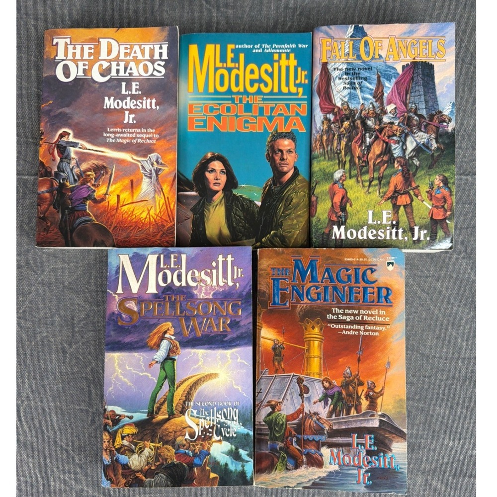 L.E. Modesitt Jr Paperback Book Lot 5 Saga of Recluce Spellsong Ecolitan Enigma